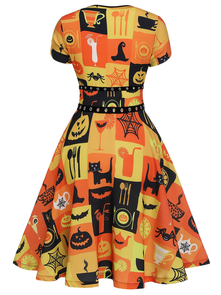 1950s Halloween Lace-Up Peter Pan Collar Dress, vintage dress, retro fashion, rockabilly, pin-up fashion - perfect for women who love vintage and retro fashion