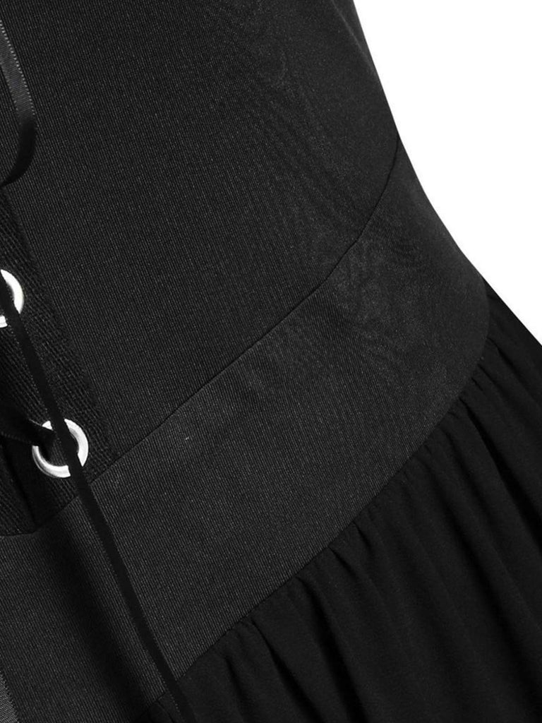 1950s Halloween Witch Transparent Sleeves Strap Dress: timeless style reimagined