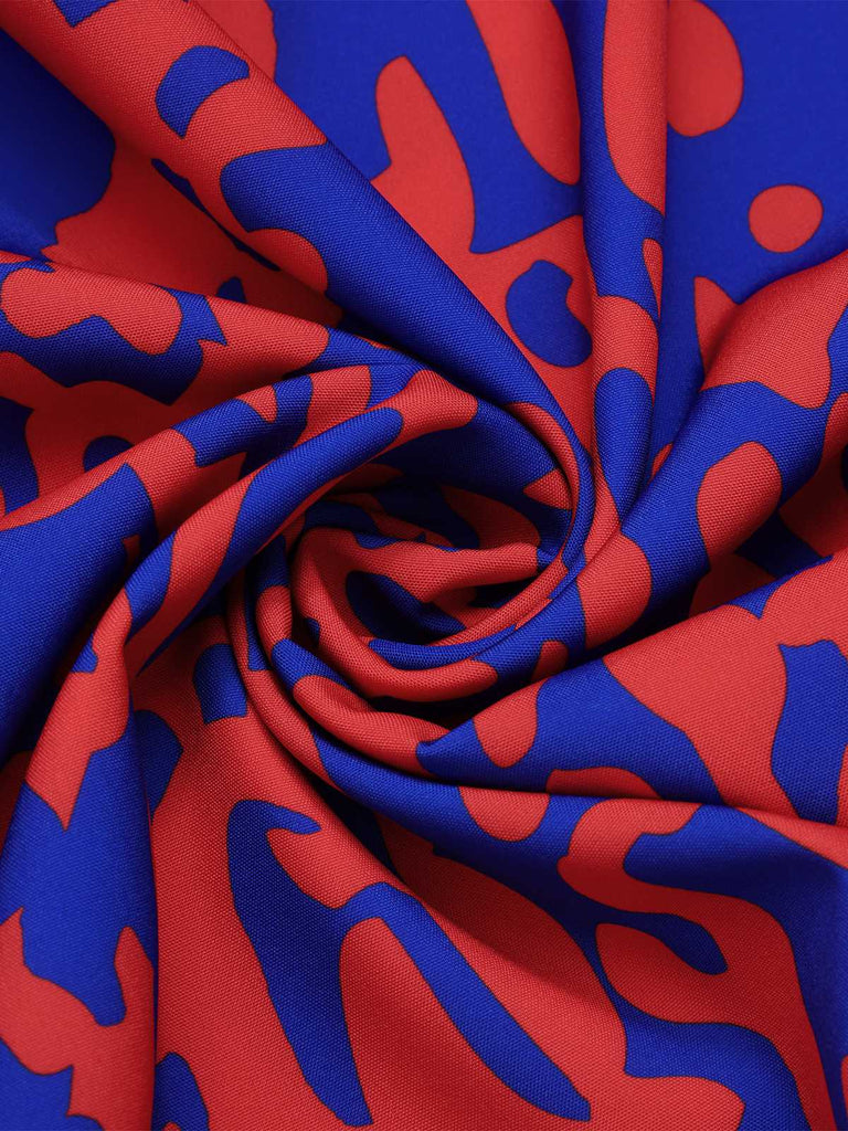 This 1950s Halter Abstract Print Backless Swing Dress wraps her in 1950s elegance, one twirl at a time