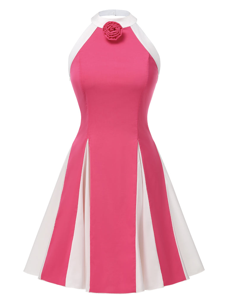 1950s Halter Colorblock Floral Backless | 1950s | vintage dress, retro fashion