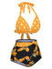 1950s Halter Contrast Polka Dots Swimsuit: 1950s Riviera elegance, reimagined for her