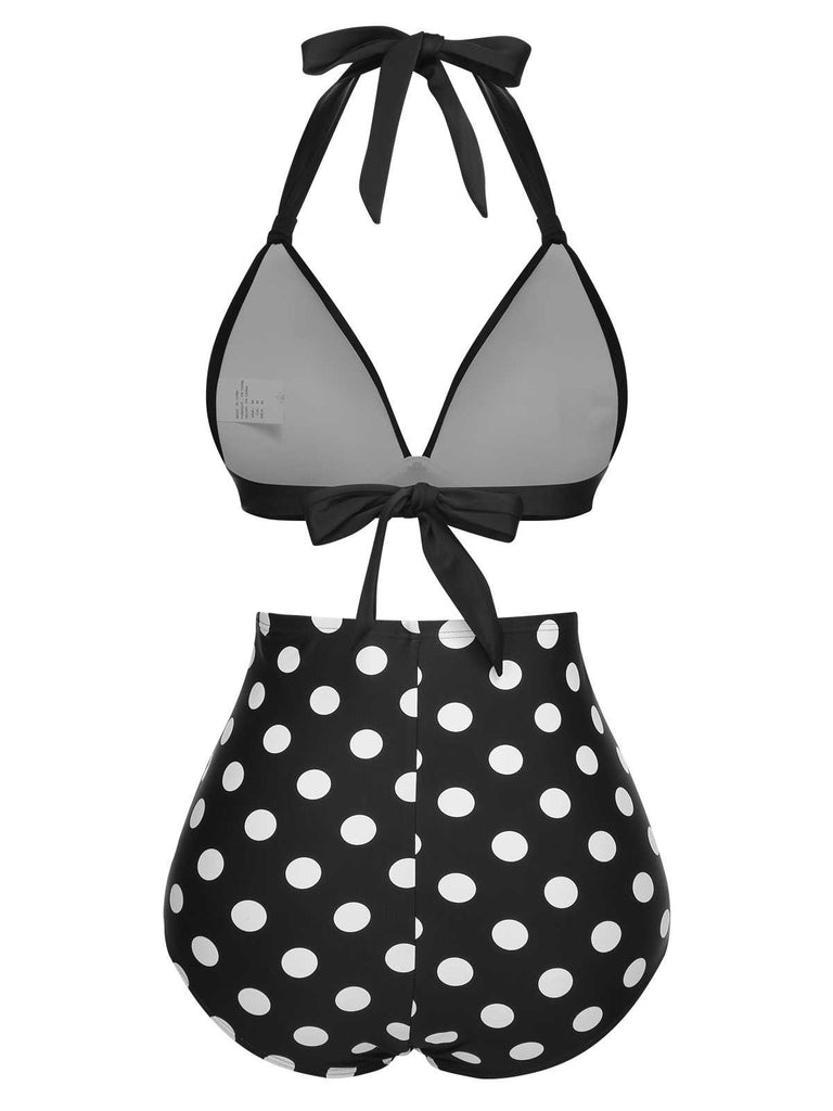 1950s Halter Contrast Polka Dots Swimsuit — because 1950s glamour never goes out of style