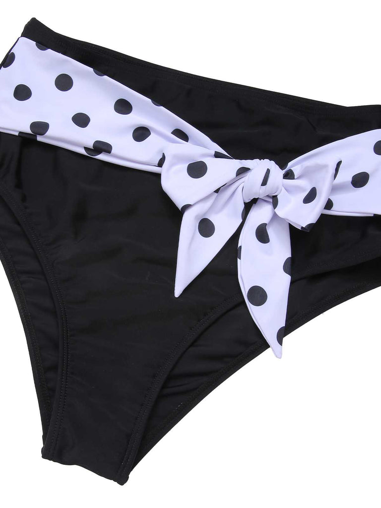 She's wearing 1950s Halter Contrast Polka Dots Swimsuit and the whole beach remembers the 1950s