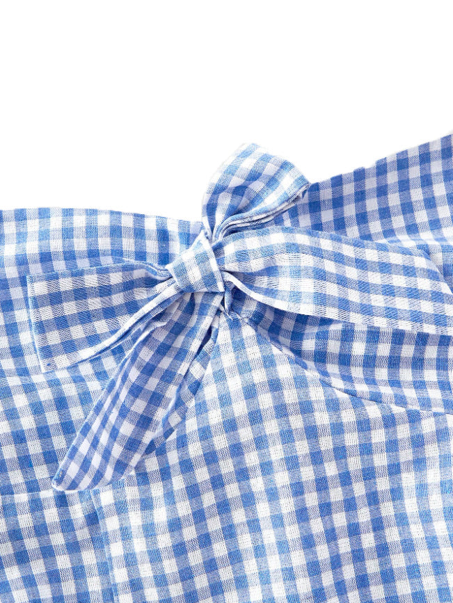 1950s Halter Gingham Plaids Bow Romper - vintage jumpsuit, retro fashion
