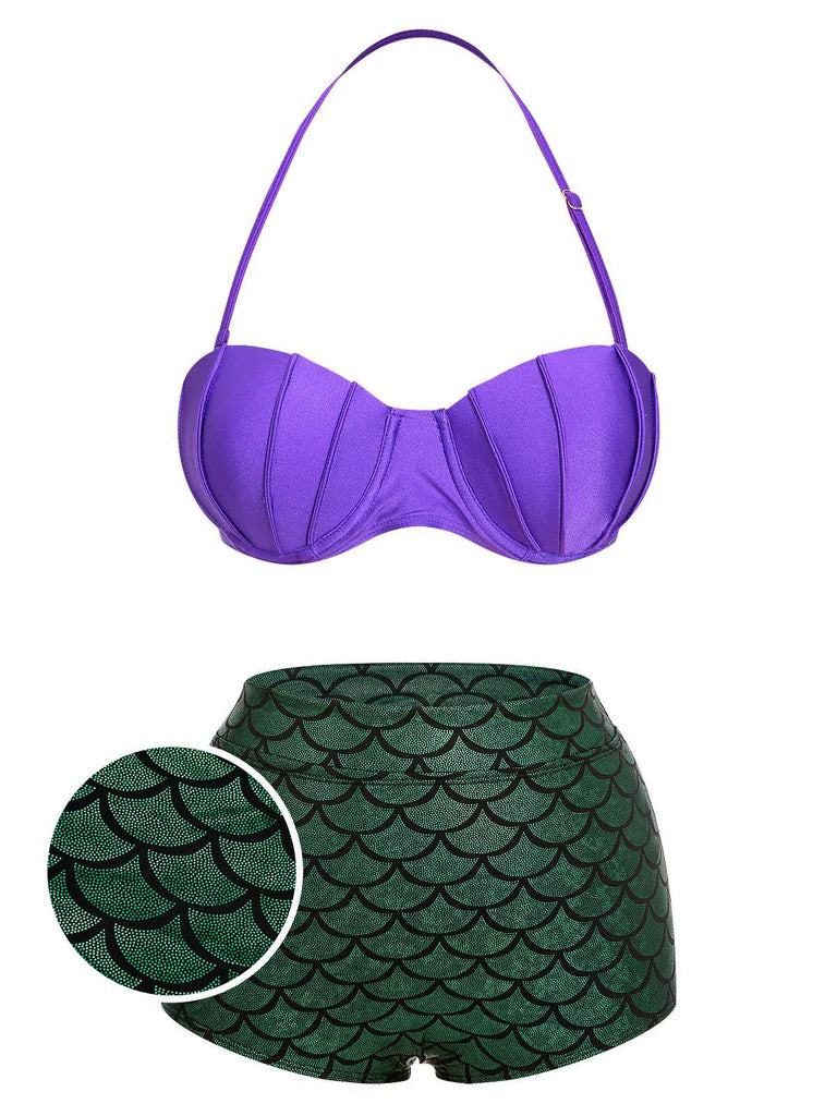 1950s Halter Mermaid Scales Swimsuit, vintage swimsuit, pin-up swimwear - perfect for women who love vintage and retro fashion