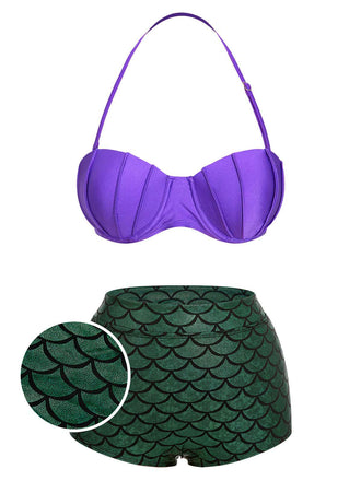1950s Halter Mermaid Scales Swimsuit, vintage swimsuit, pin-up swimwear - perfect for women who love vintage and retro fashion
