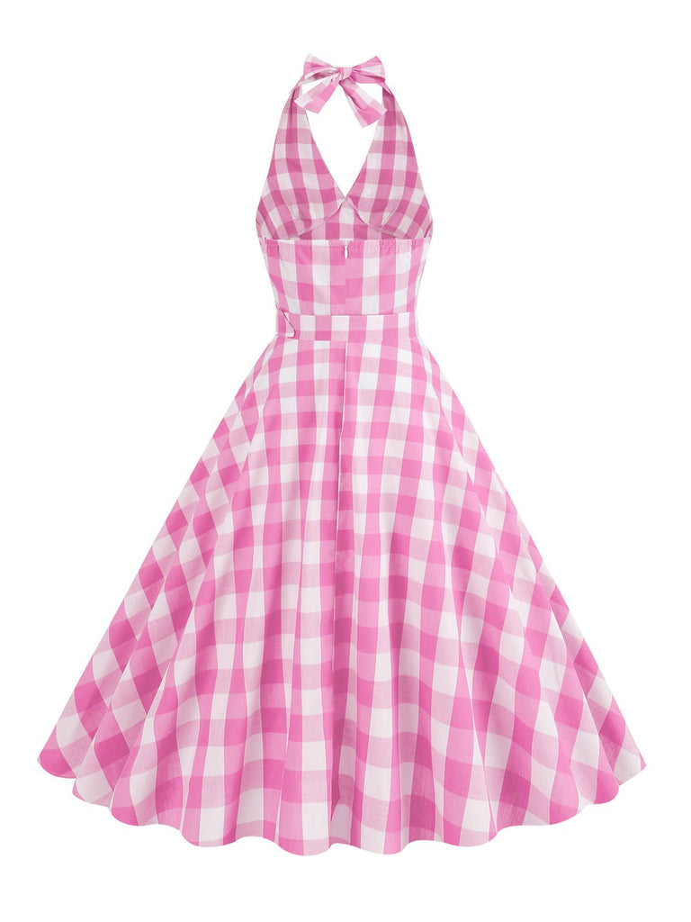 1950s Halter Plaid Belted Swing Dress: timeless style reimagined