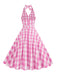 1950s Halter Plaid Belted Swing Dress: timeless style reimagined