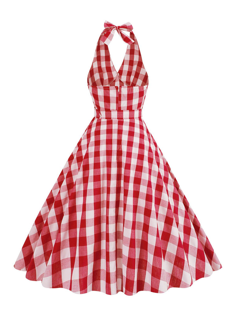 1950s Halter Plaid Belted Swing Dress: timeless style reimagined