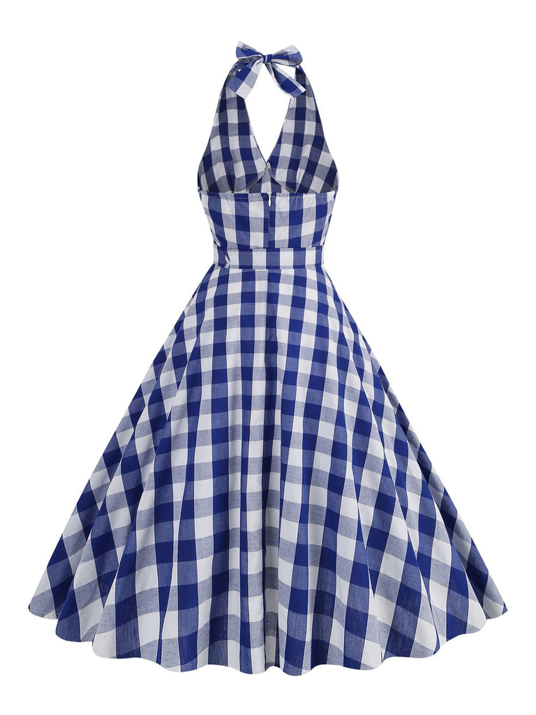 1950s Halter Plaid Belted Swing Dress: timeless style reimagined