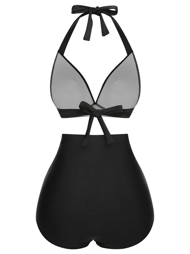 1950s Halter Plaids Lace-Up High Waisted Swimsuit — because 1950s glamour never goes out of style