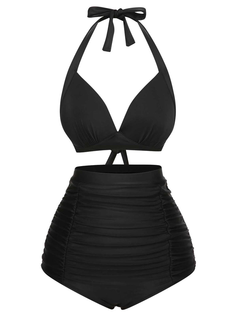 She's wearing 1950s Halter Plaids Lace-Up Swimsuit and the whole beach remembers the 1950s