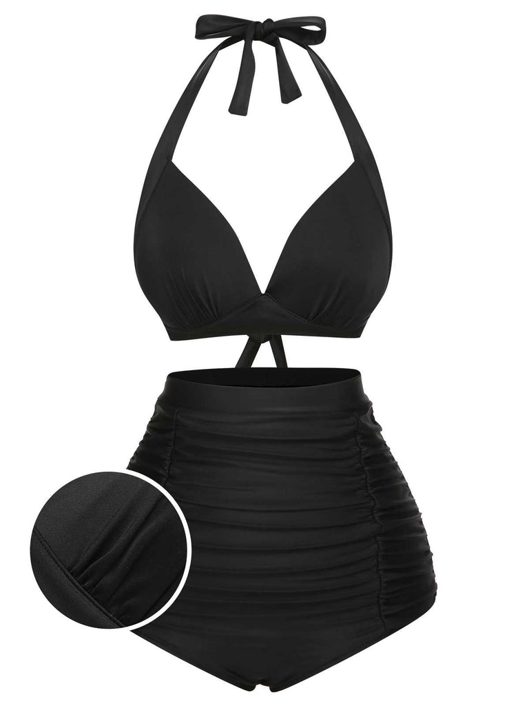 1950s Halter Plaids Lace-Up Swimsuit, vintage swimsuit, pin-up swimwear - perfect for women who love vintage and retro fashion