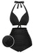 1950s Halter Plaids Lace-Up Swimsuit, vintage swimsuit, pin-up swimwear - perfect for women who love vintage and retro fashion