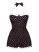 1950s Halter Poka Dot Bowknot One-piece Swimsuit - vintage swimwear, retro swimsuit, pin-up style for vintage lovers