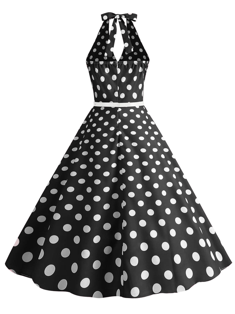1950s Halter Polka Dot Print Swing Dress, vintage dress, retro fashion, rockabilly, pin-up fashion - perfect for women who love vintage and retro fashion