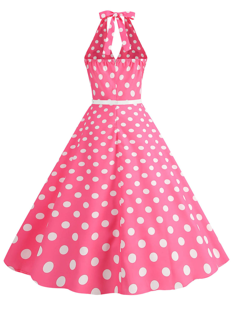1950s Halter Polka Dot Print Swing Dress, vintage dress, retro fashion, rockabilly, pin-up fashion - perfect for women who love vintage and retro fashion