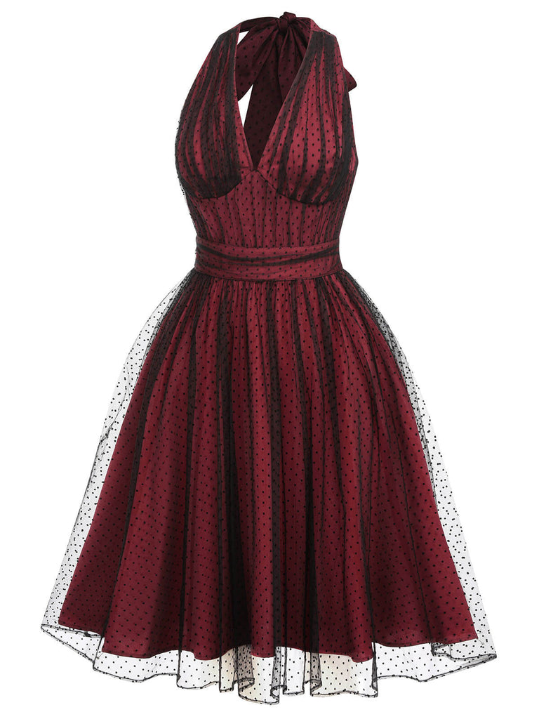 1950s Halter Polka Dots Mesh Dress — vintage elegance for the modern woman