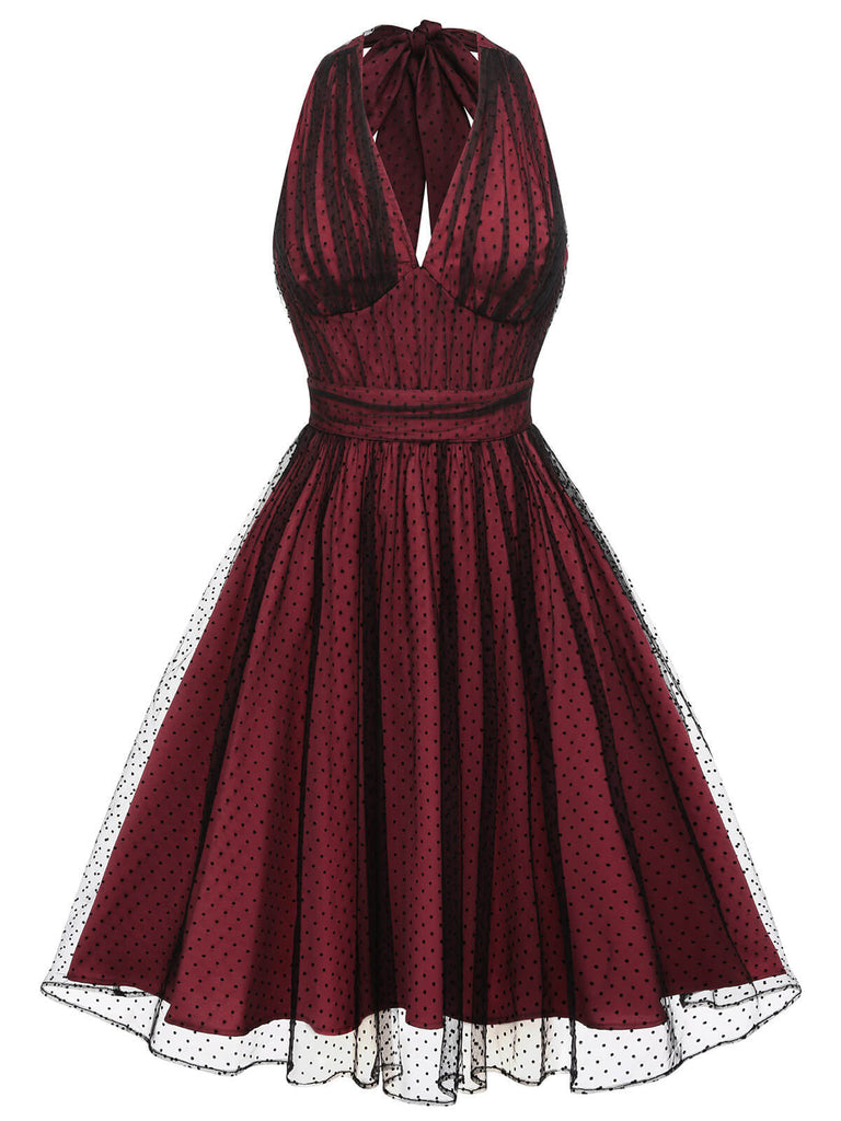 1950s Halter Polka Dots Mesh Dress — vintage elegance for the modern woman