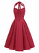 She slips into this 1950s Halter Solid Swing Corset Dress and suddenly it's a 1950s daydream