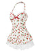 1950s Halter Strawberry Lace Bow Swimdress - vintage dress, retro fashion, rockabilly