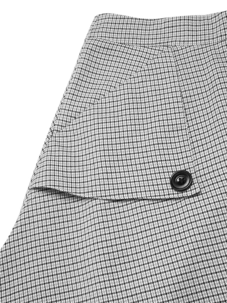 1950s High-Waist Plaids Button Pocket Skirt - vintage skirt, retro style