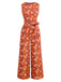 1950s Cotton Sleeveless All-Over Floral Belted Jumpsuit - vintage jumpsuit, retro fashion