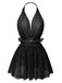 1950s Lace Mesh Deep V-Neck Halter Nightgown — the kind of 1950s dress that makes strangers smile