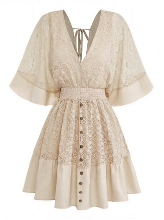 1950s Lace Patchwork Dress 9