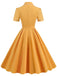 This 1950s Lapel Belted Solid Dress wraps her in 1950s elegance, one twirl at a time