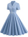 She slips into this 1950s Lapel Belted Solid Dress and suddenly it's a 1950s daydream