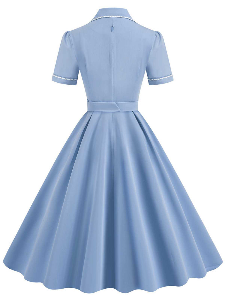1950s Lapel Belted Solid Dress: where 1950s romance meets her modern spirit