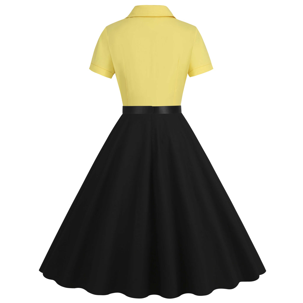 1950s Lapel Contrast Belted Dress — a 1950s silhouette that turns sidewalks into runways