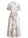 1950s-Lapel-Floral-Hummingbird-Print-Ruched-Waist-Dress, vintage, retro, dress