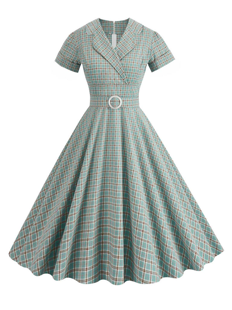 1950s Lapel Plaids Belted Dress — the kind of 1950s dress that makes strangers smile