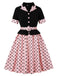 1950s Lapel Polka Dot Patchwork Swing Belted Dress - vintage dress, retro fashion, rockabilly