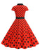 1950s Lapel Polka Dots Bow Swing Dress: where 1950s romance meets her modern spirit