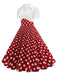 1950s Lapel Polka Dots Patchwork Swing Dress: where 1950s romance meets her modern spirit