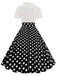 1950s Lapel Polka Dots Patchwork Swing Dress: where 1950s romance meets her modern spirit