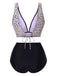 1950s Leopard Print Deep V-Neck Lace-Up Bikini Set, vintage swimsuit, pin-up swimwear - perfect for women who love vintage and retro fashion