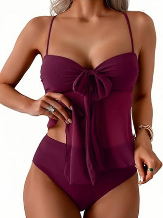 1950s Mesh High Waist Bow Tie Tankini Set, vintage tie, classic accessory - perfect for women who love vintage and retro fashion