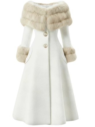 Cream 1950s Multi-Layer Fur Collar Patchwork Coat, vintage coat, retro outerwear - perfect for women who love vintage and retro fashion