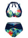 Multicolor 1950s Tropical Plants Patchwork Bikini Set - vintage fashion, retro style