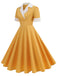 This 1950s Notched Collar Colorblock Swing Dress wraps her in 1950s elegance, one twirl at a time