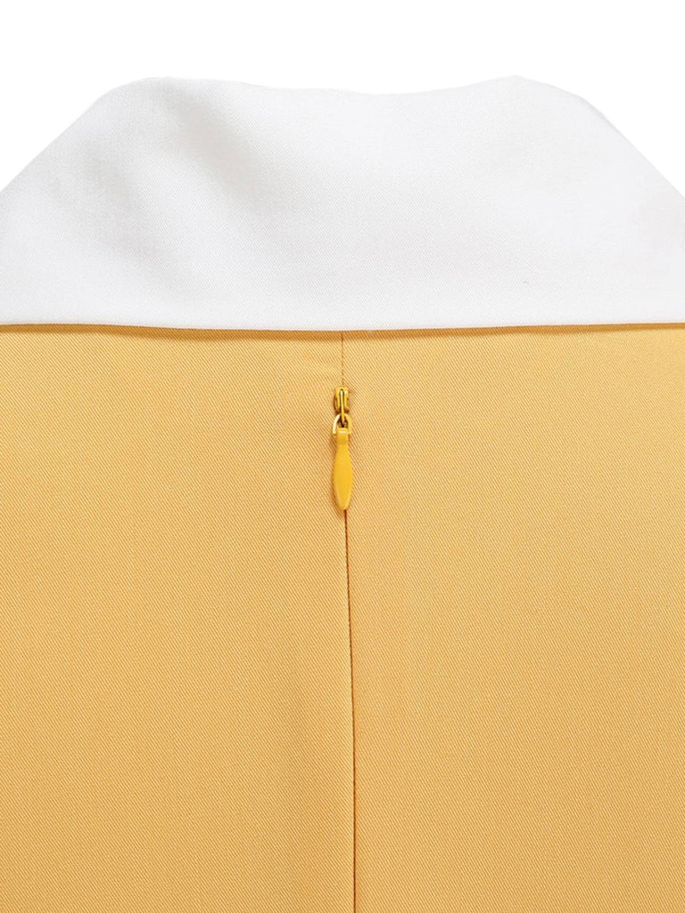 She slips into this 1950s Notched Collar Colorblock Swing Dress and suddenly it's a 1950s daydream