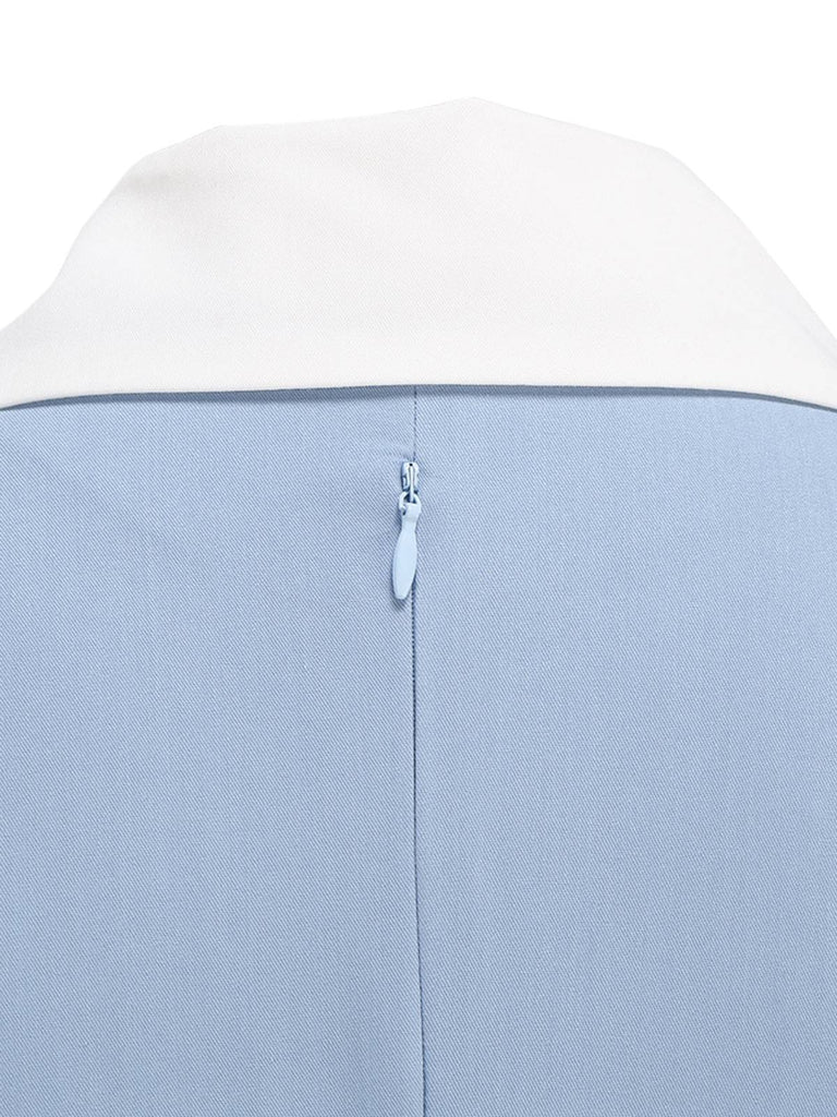 1950s Notched Collar Colorblock Swing Dress — the kind of 1950s dress that makes strangers smile