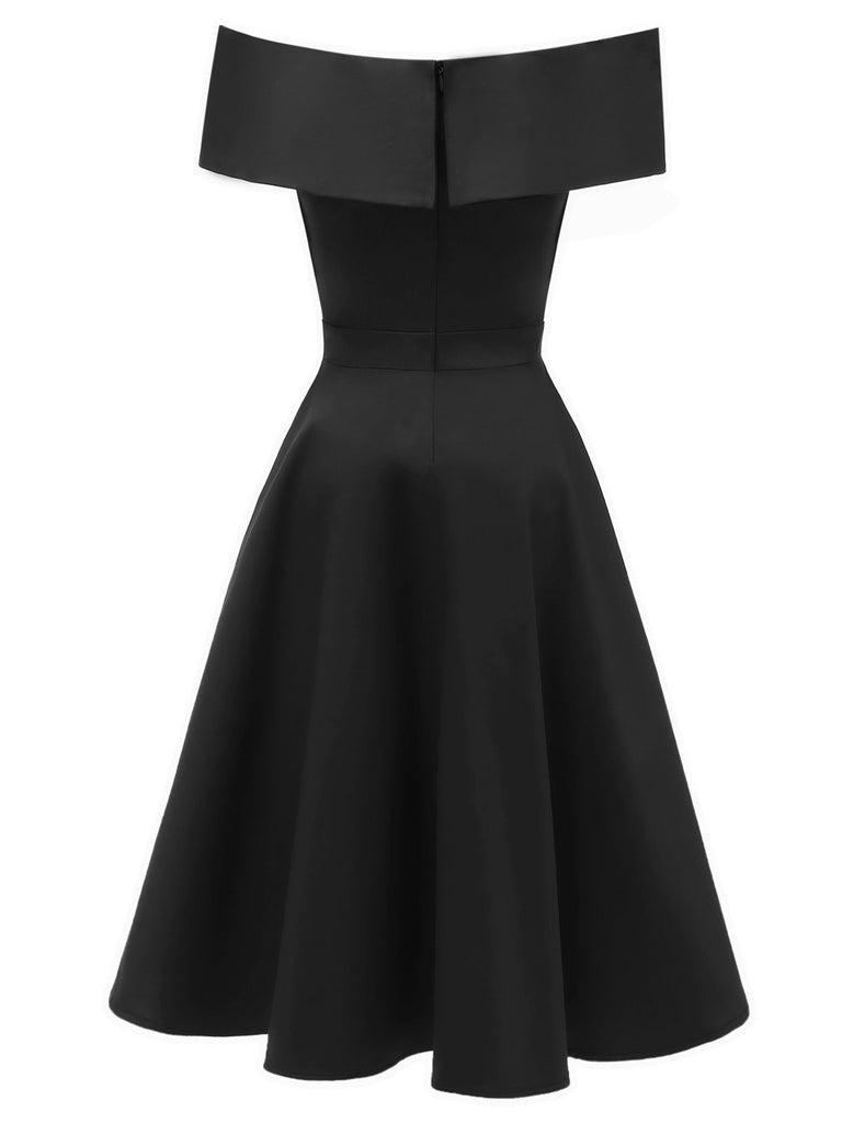 1950s Off Shoulder Swing Dress: beautiful vintage dress, retro fashion, elegant style with timeless appeal