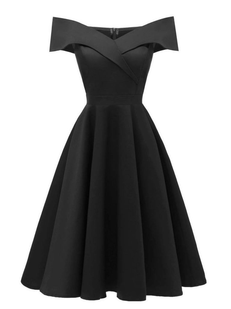 1950s Off Shoulder Swing Dress | vintage dress, retro fashion, elegant style - perfect for retro fashion enthusiasts