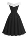 1950s Off-Shoulder Sleeveless ColorBlock Dress - vintage dress, retro fashion, rockabilly