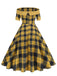 This 1950s Off-Shoulder Vintage Patchwork Plaids Dress wraps her in 1950s elegance, one twirl at a time
